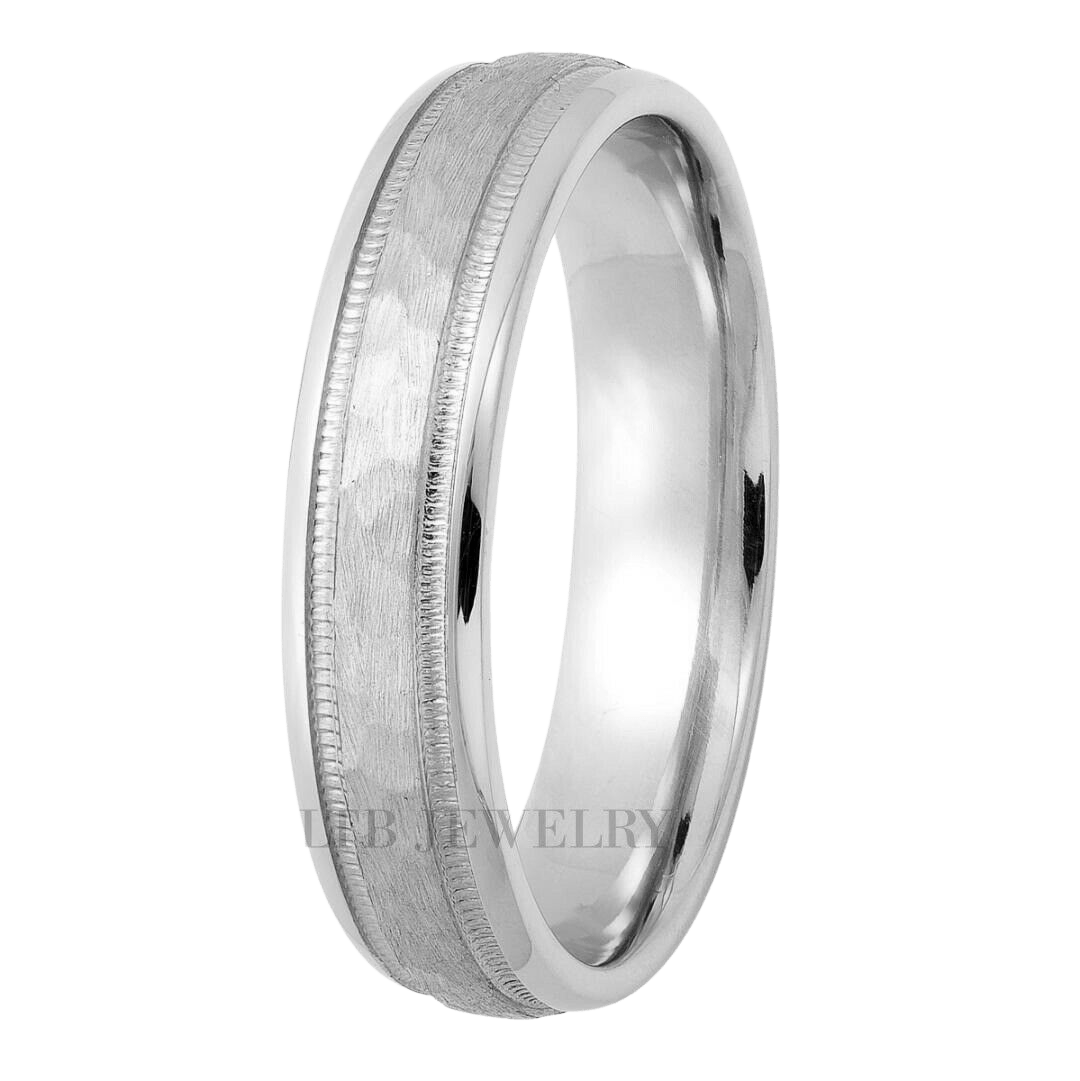 14K Solid White Gold Mens and Womens Wedding Bands