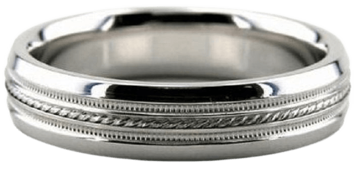 14K White Gold Milgrain Mens and Womens Wedding Bands