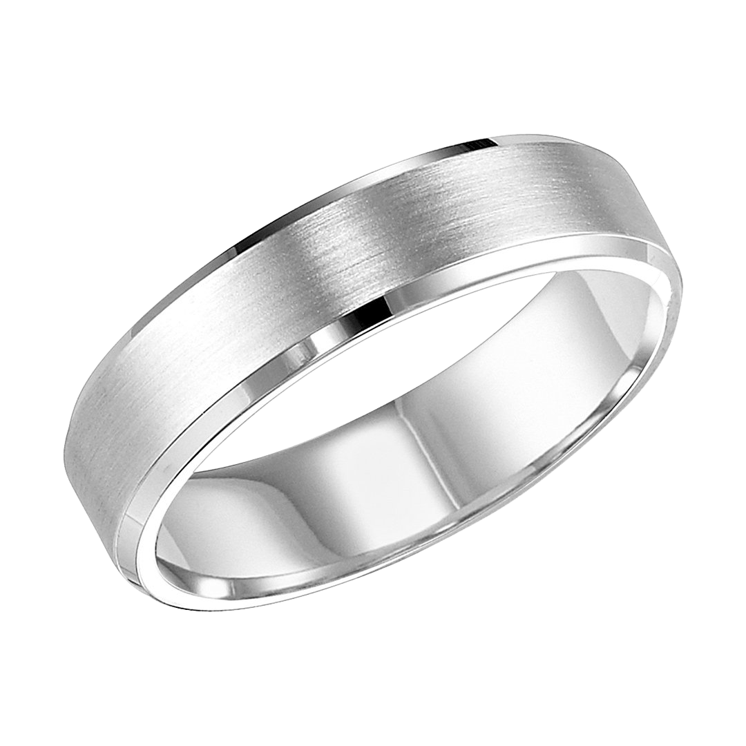 14K Solid White Gold Mens Wedding Bands