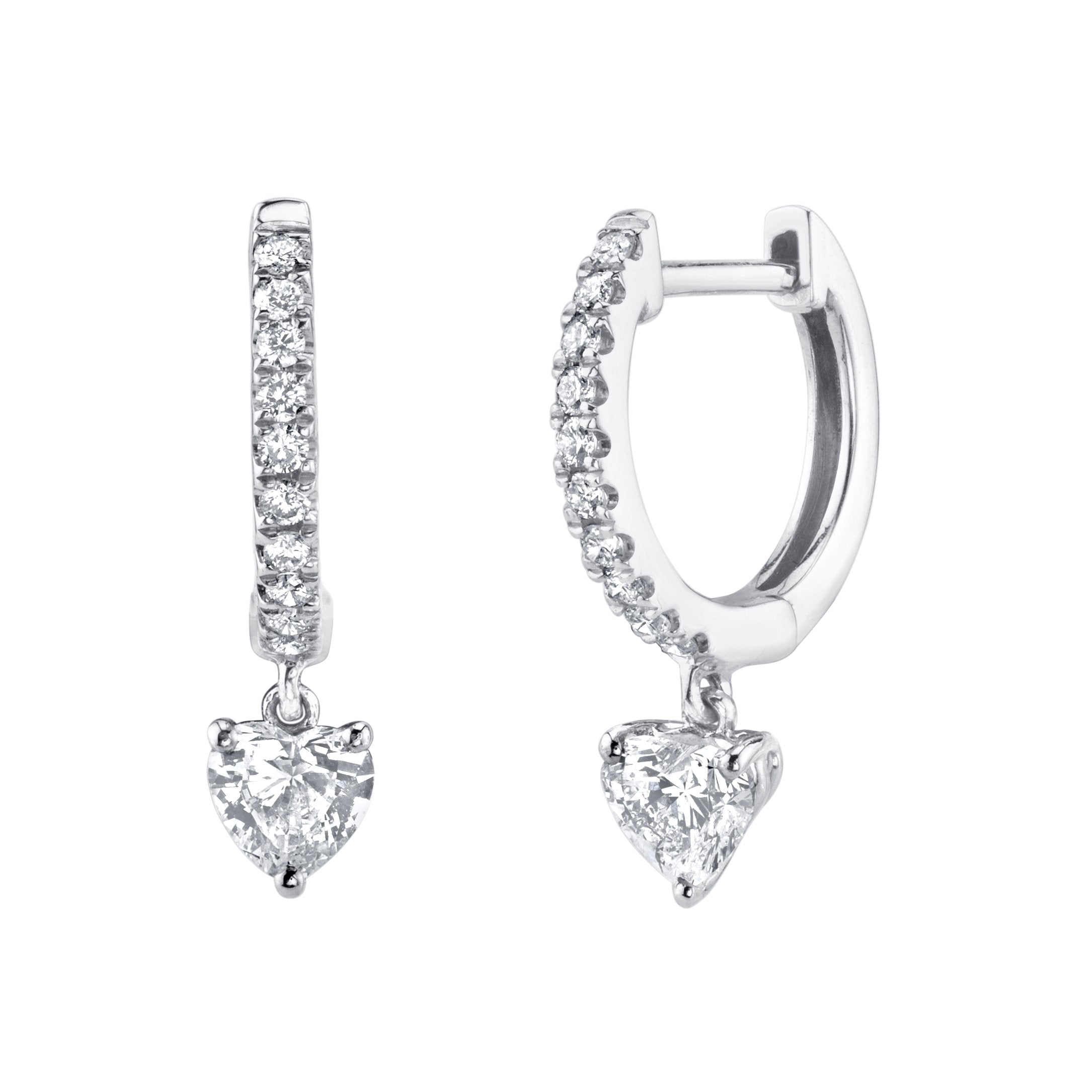 DIAMOND HUGGIES WITH HEART DIAMOND DROPS 3 DIAMOND HUGGIES WITH HEART DIAMOND DROPS