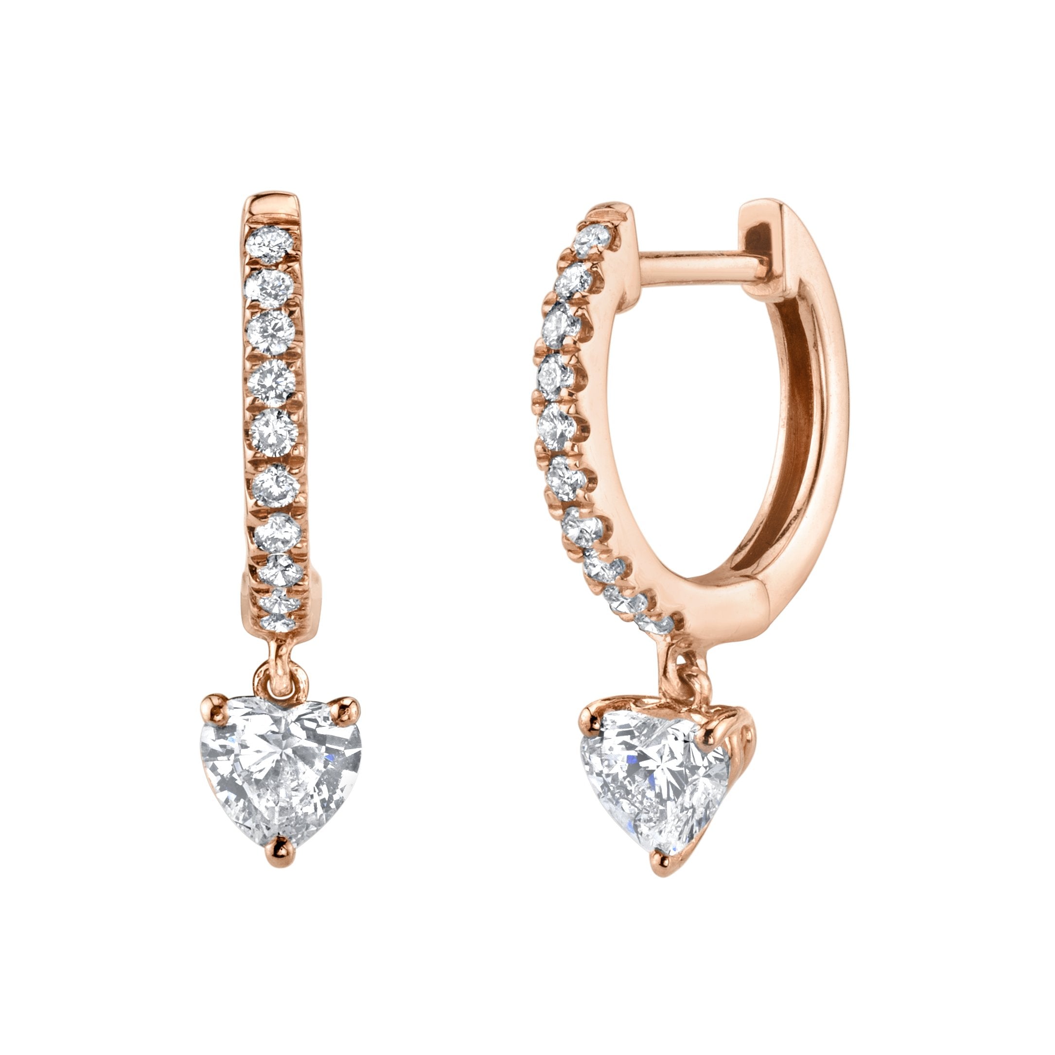 DIAMOND HUGGIES WITH HEART DIAMOND DROPS 4 DIAMOND HUGGIES WITH HEART DIAMOND DROPS