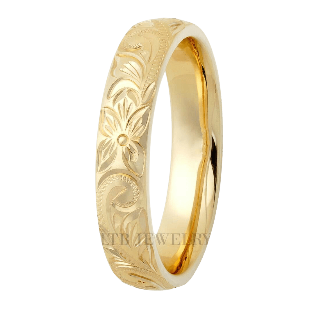 Hand Engraved Mens and Womens Wedding Bands