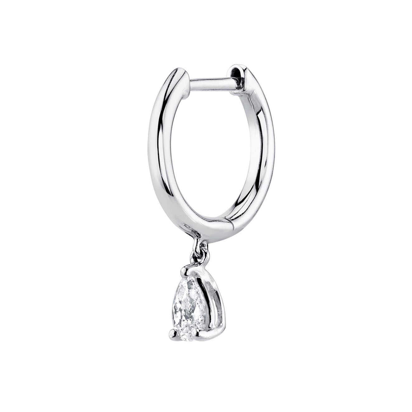 SINGLE HUGGIE WITH PEAR DIAMOND DROP 3 SINGLE HUGGIE WITH PEAR DIAMOND DROP