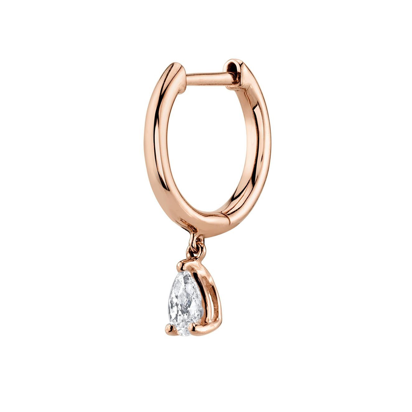 SINGLE HUGGIE WITH PEAR DIAMOND DROP 4 SINGLE HUGGIE WITH PEAR DIAMOND DROP