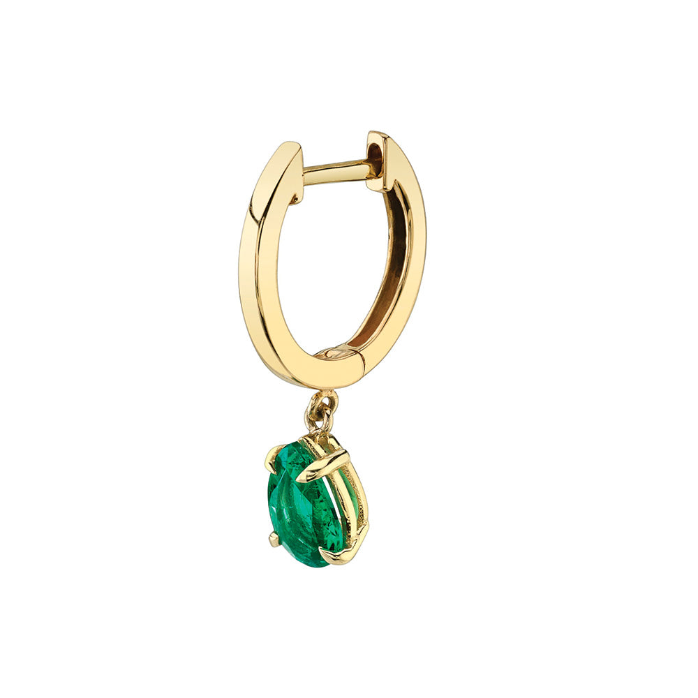 SINGLE HUGGIE WITH PEAR-SHAPED EMERALD DROP