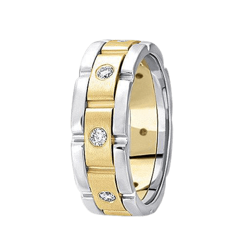 Two Tone Gold Diamond Mens Wedding Bands