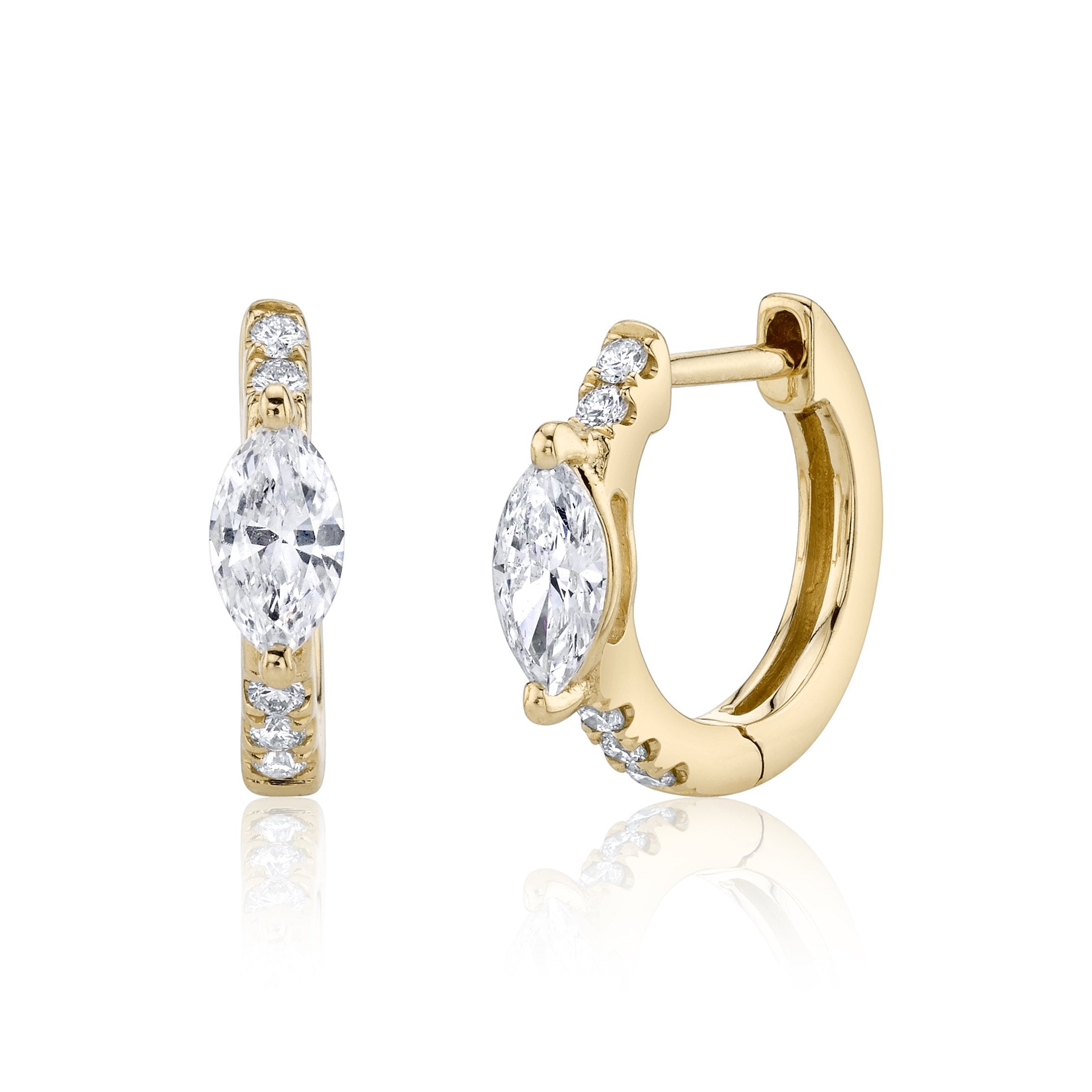 DIAMOND HUGGIES WITH MARQUISE DIAMOND CENTER