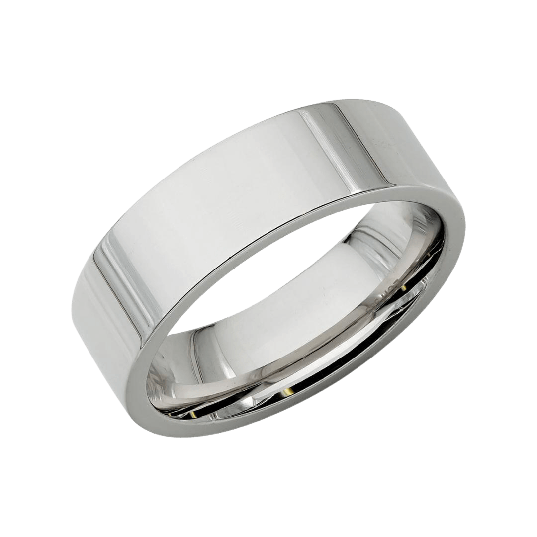 Platinum Flat Mens Wedding Band