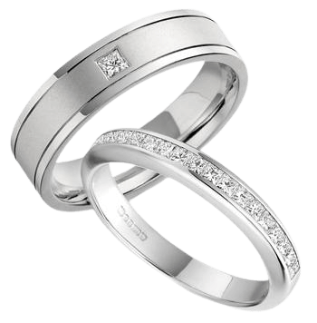 Princess Cut Diamond Platinum His and Hers Wedding Rings Set