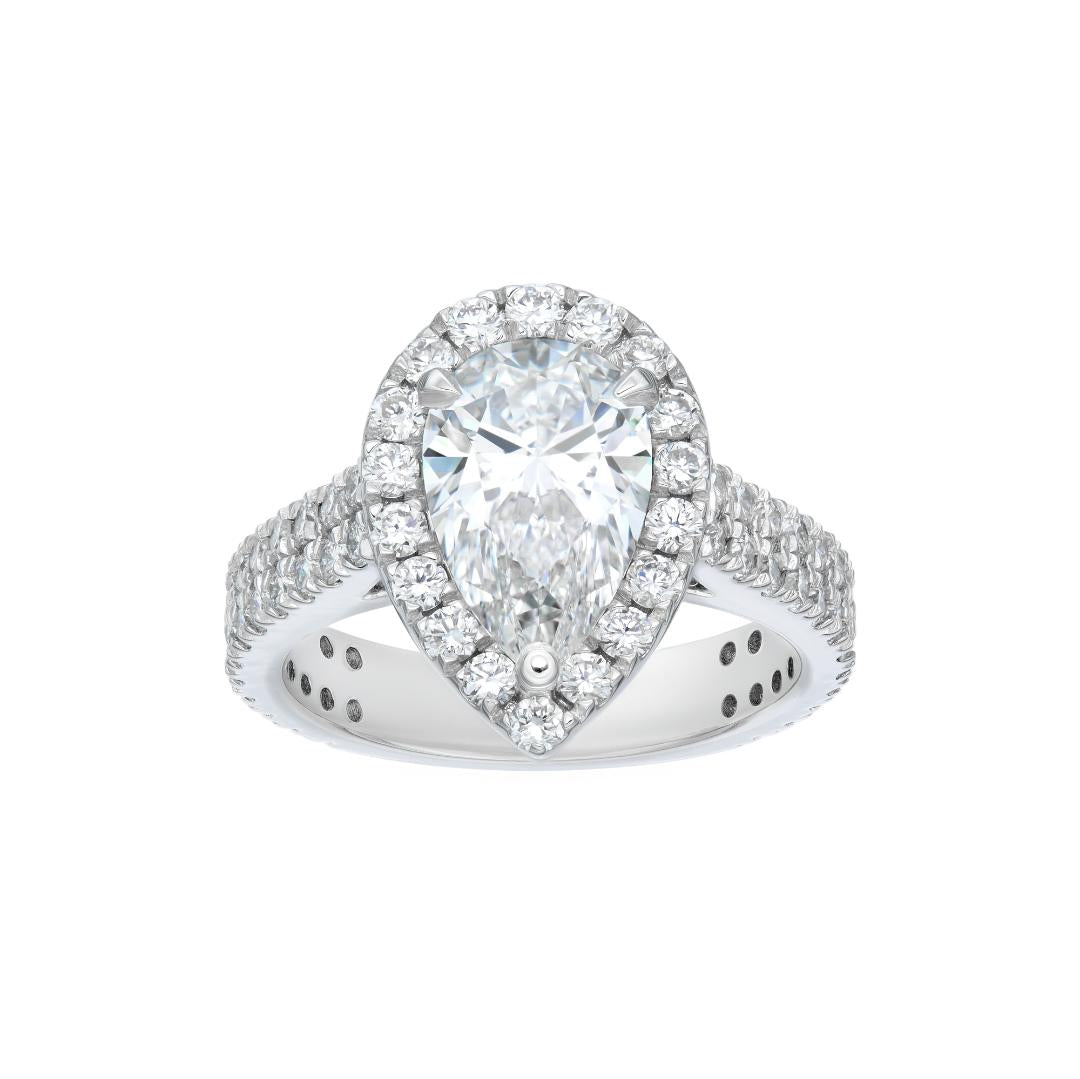 14K White Gold Pear Shape Lab Diamond Engagement Ring