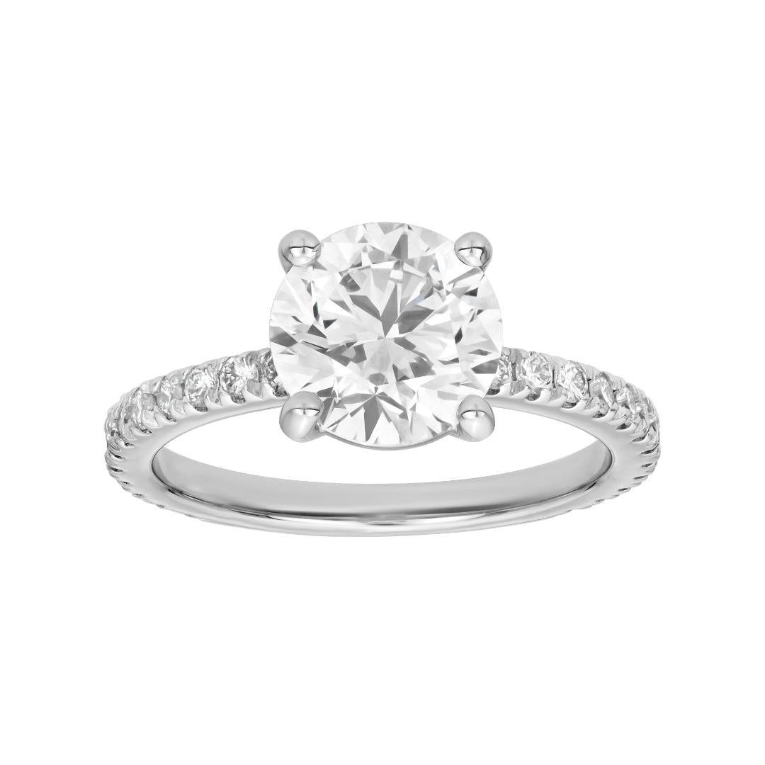 14K White Gold Round Cut Lab Diamond Engagement Ring