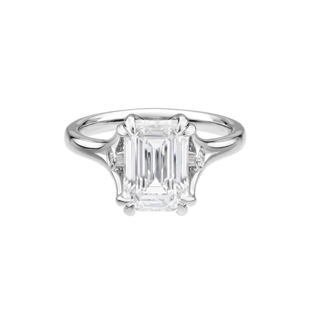 14K White Gold Emerald Cut Diamond Engagement Ring