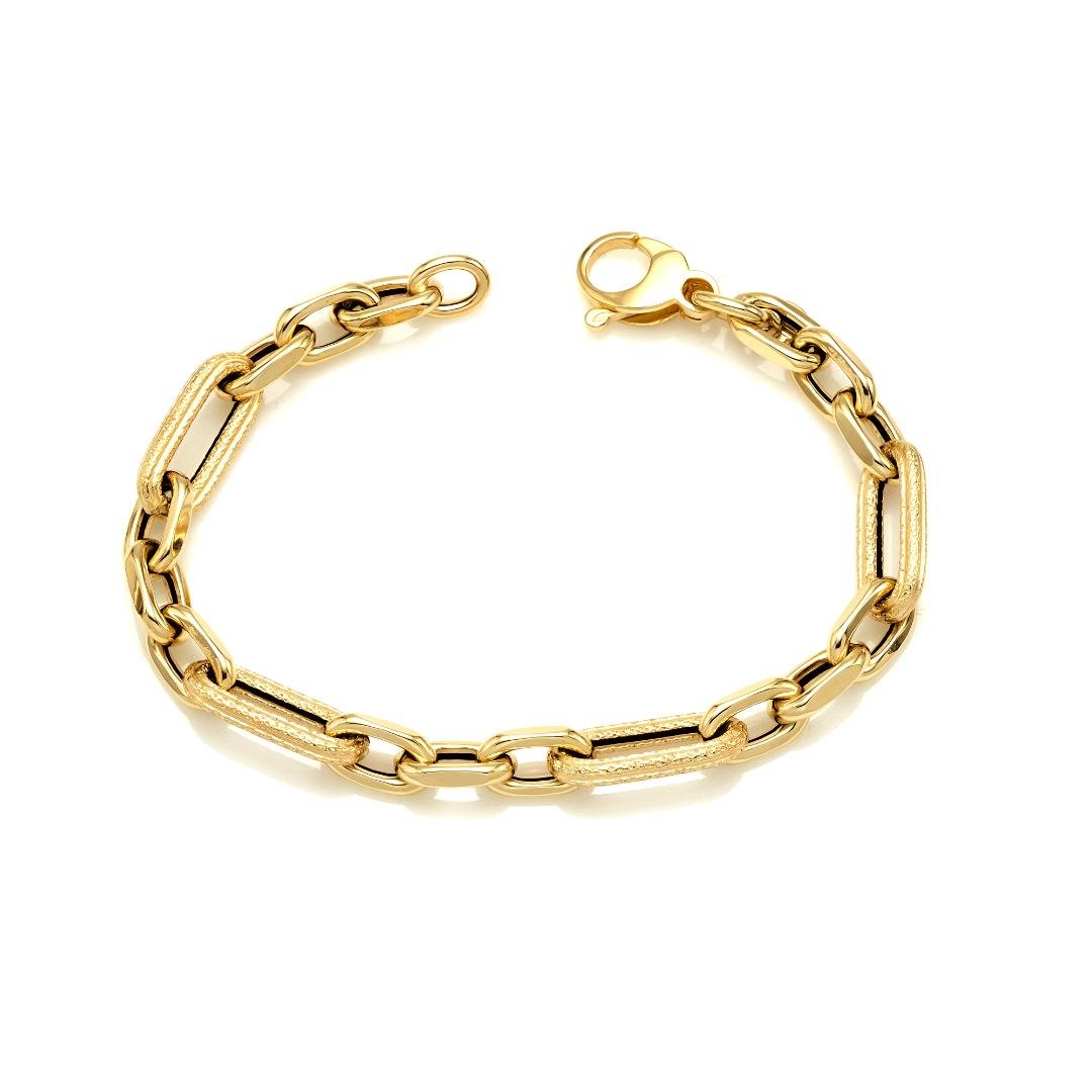 14K Yellow Gold Paperclip Bracelet ,Rolo Link Bracelet