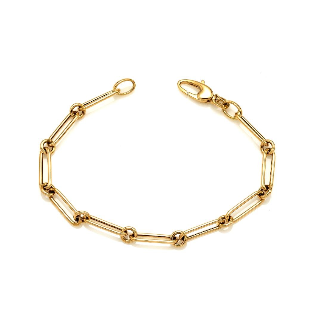 14K Yellow Gold Paperclip Link Bracelet