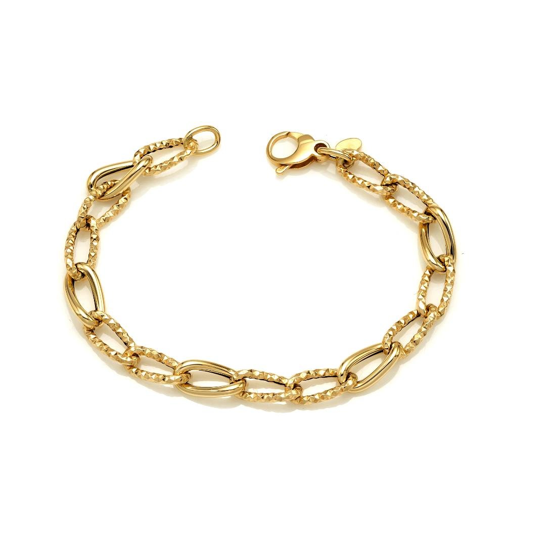 14K Yellow Gold Oval Link Bracelet