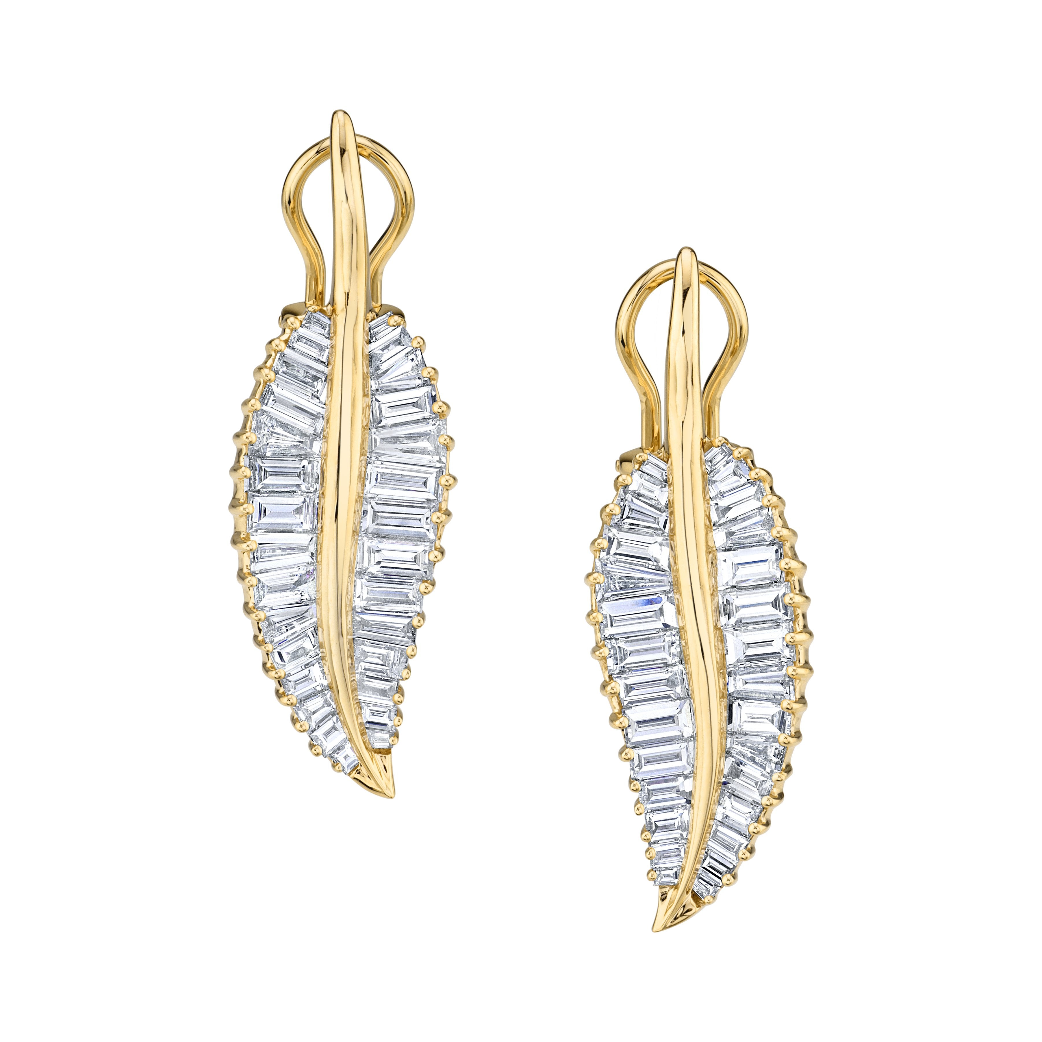 LARGE PALM LEAF DROP EARRINGS