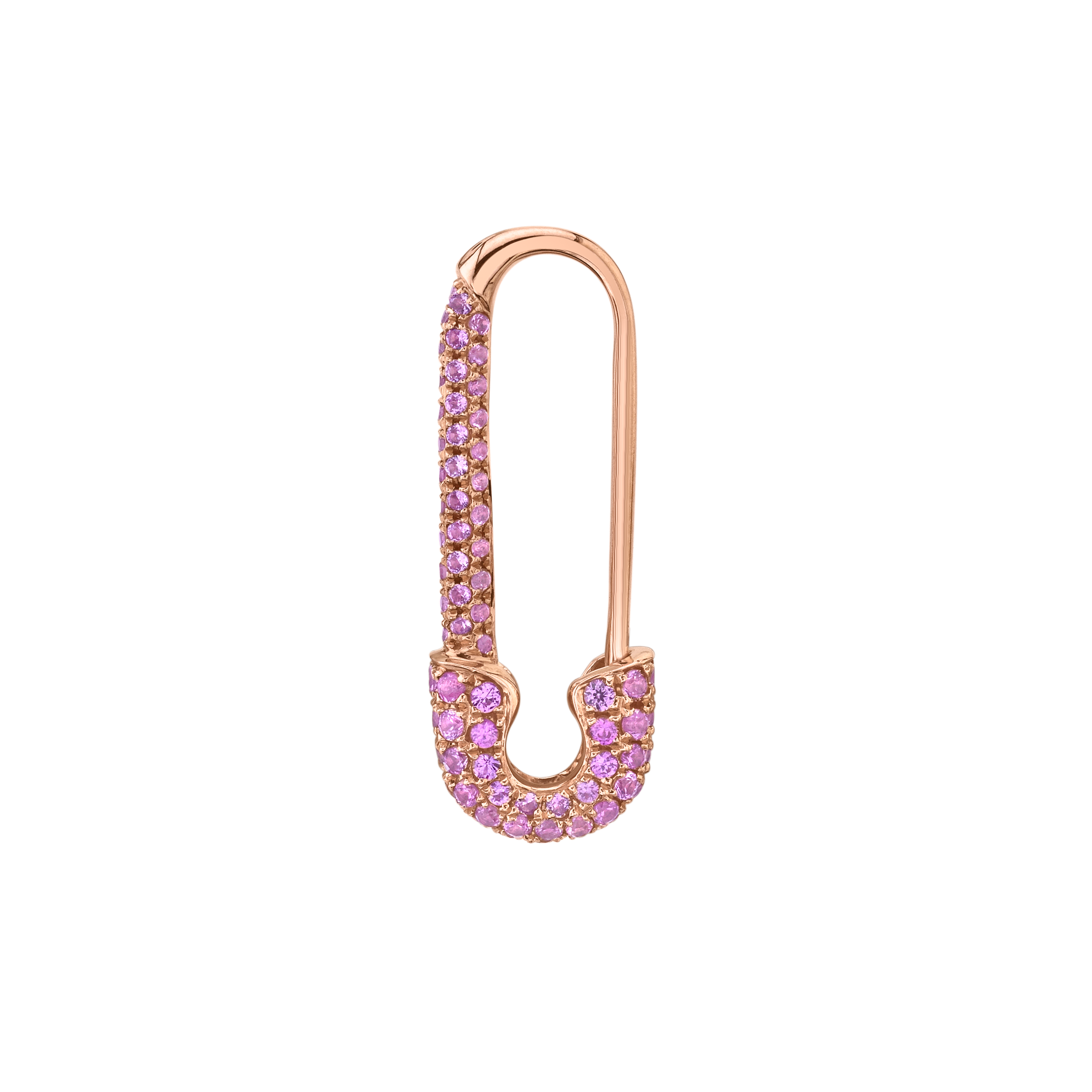 MINI PINK SAPPHIRE SAFETY PIN EARRING