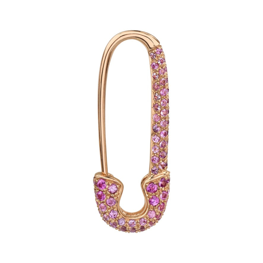 PINK SAPPHIRE SAFETY PIN EARRING 3 PINK SAPPHIRE SAFETY PIN EARRING