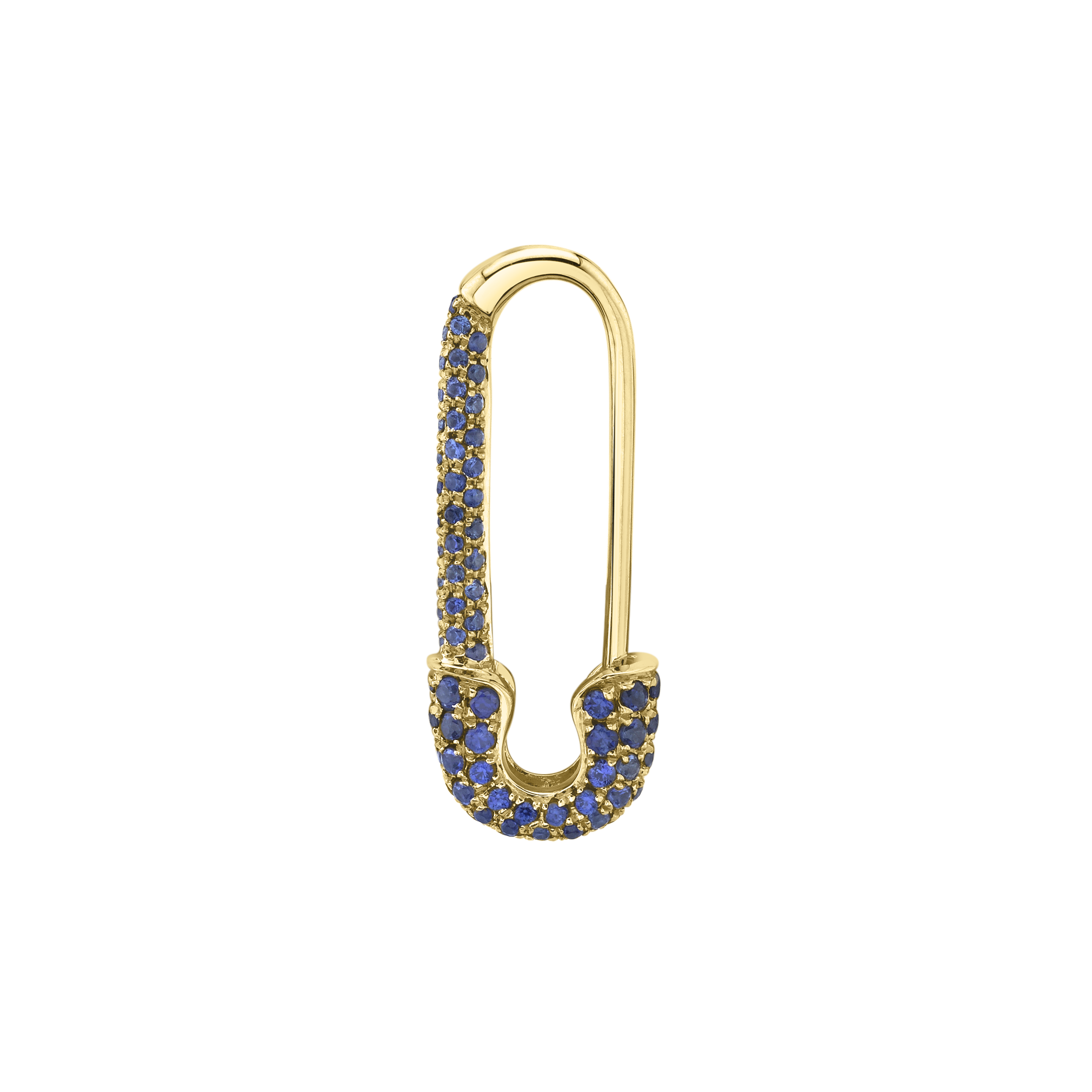 MINI BLUE SAPPHIRE SAFETY PIN EARRING