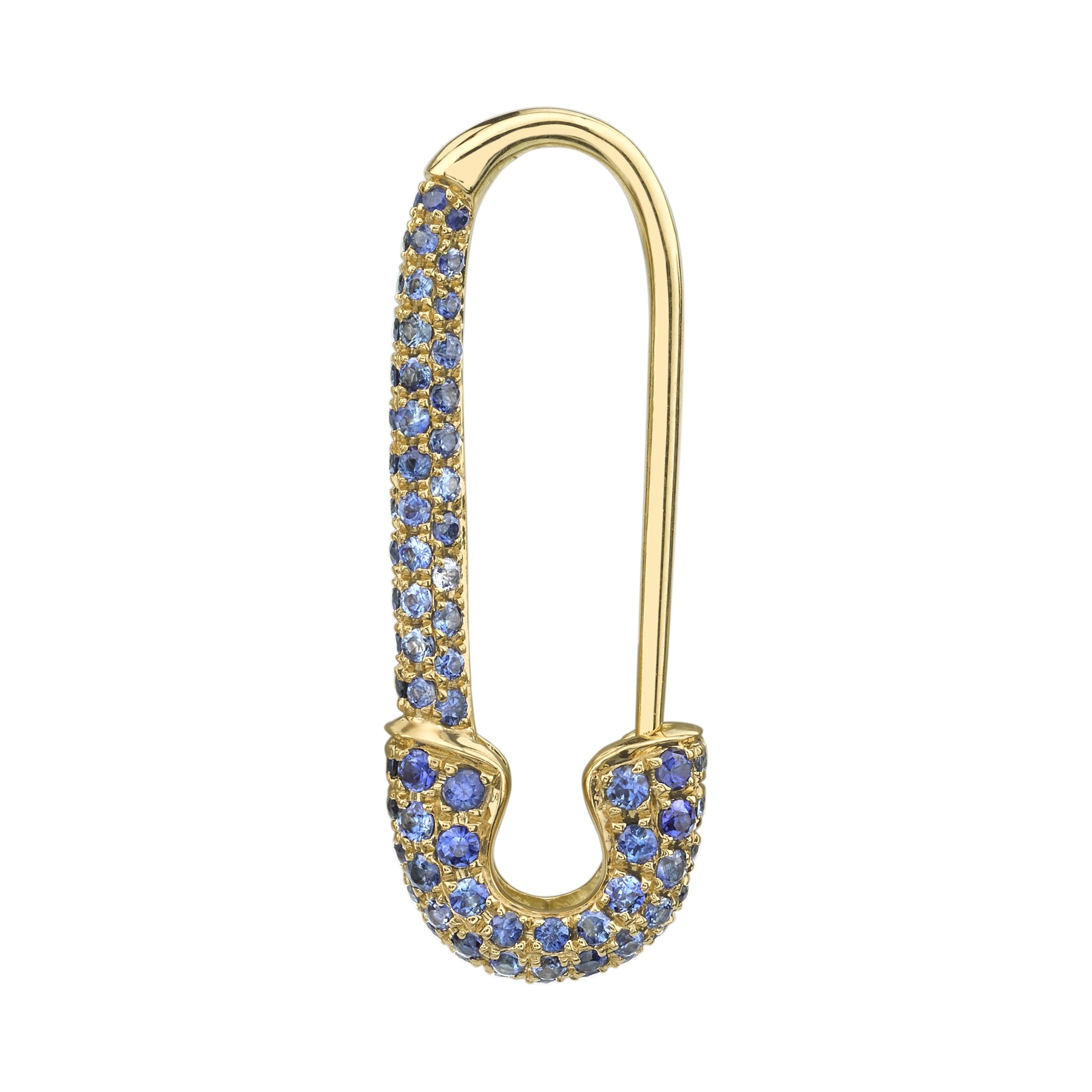 BLUE SAPPHIRE SAFETY PIN EARRING