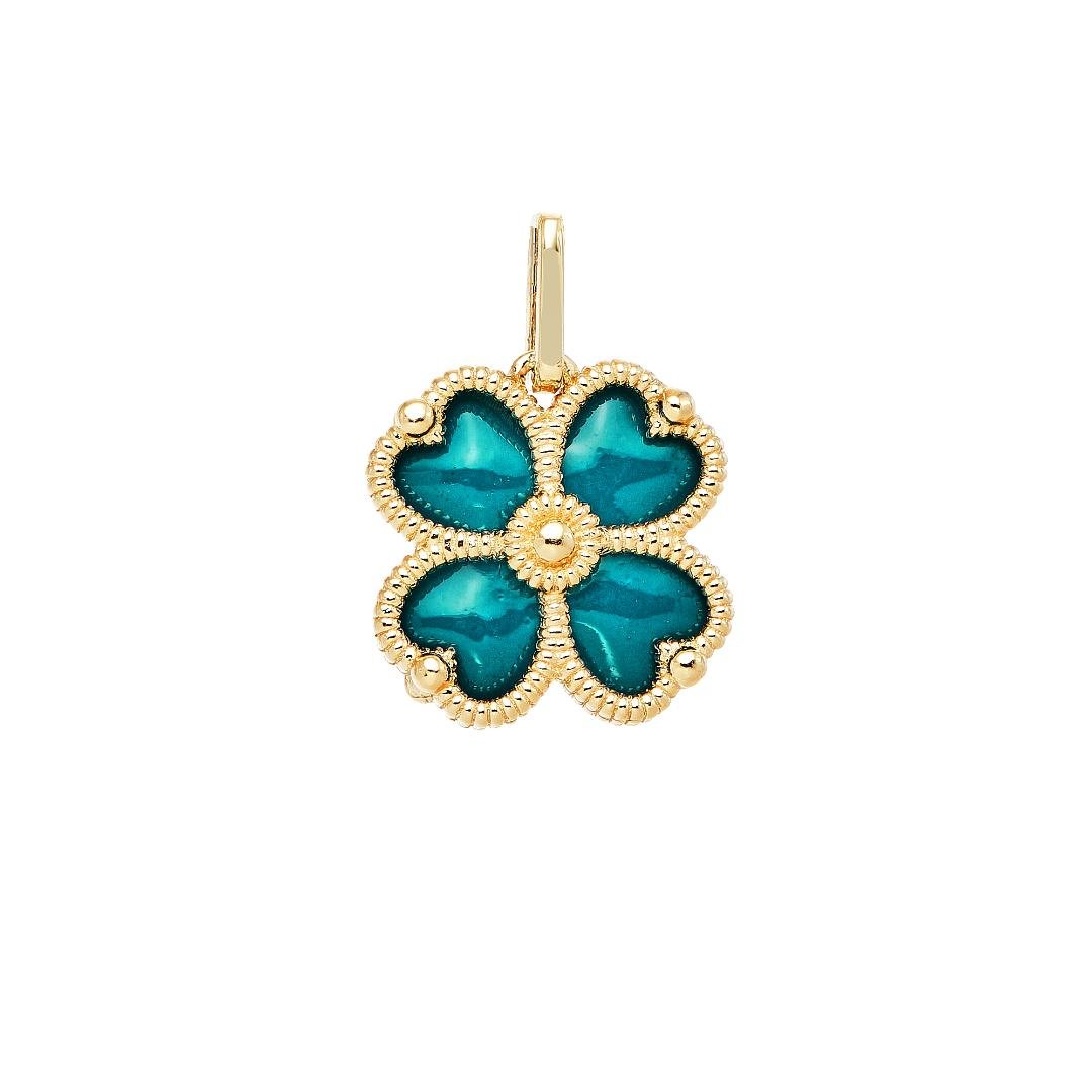 14K Yellow Gold Four Leaf Clover Pendant or Necklace