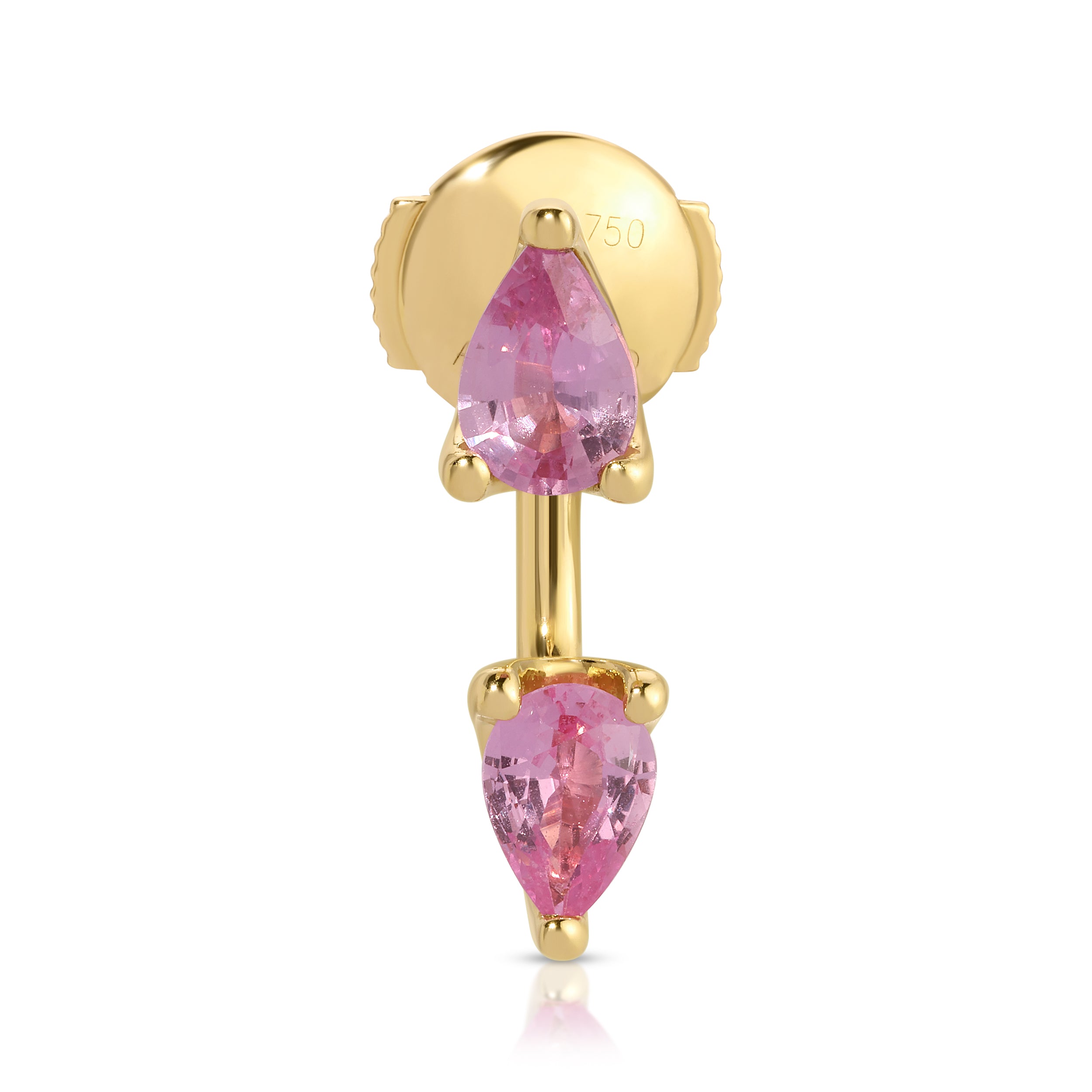 LARGE PINK SAPPHIRE PEAR ORBIT EARRING