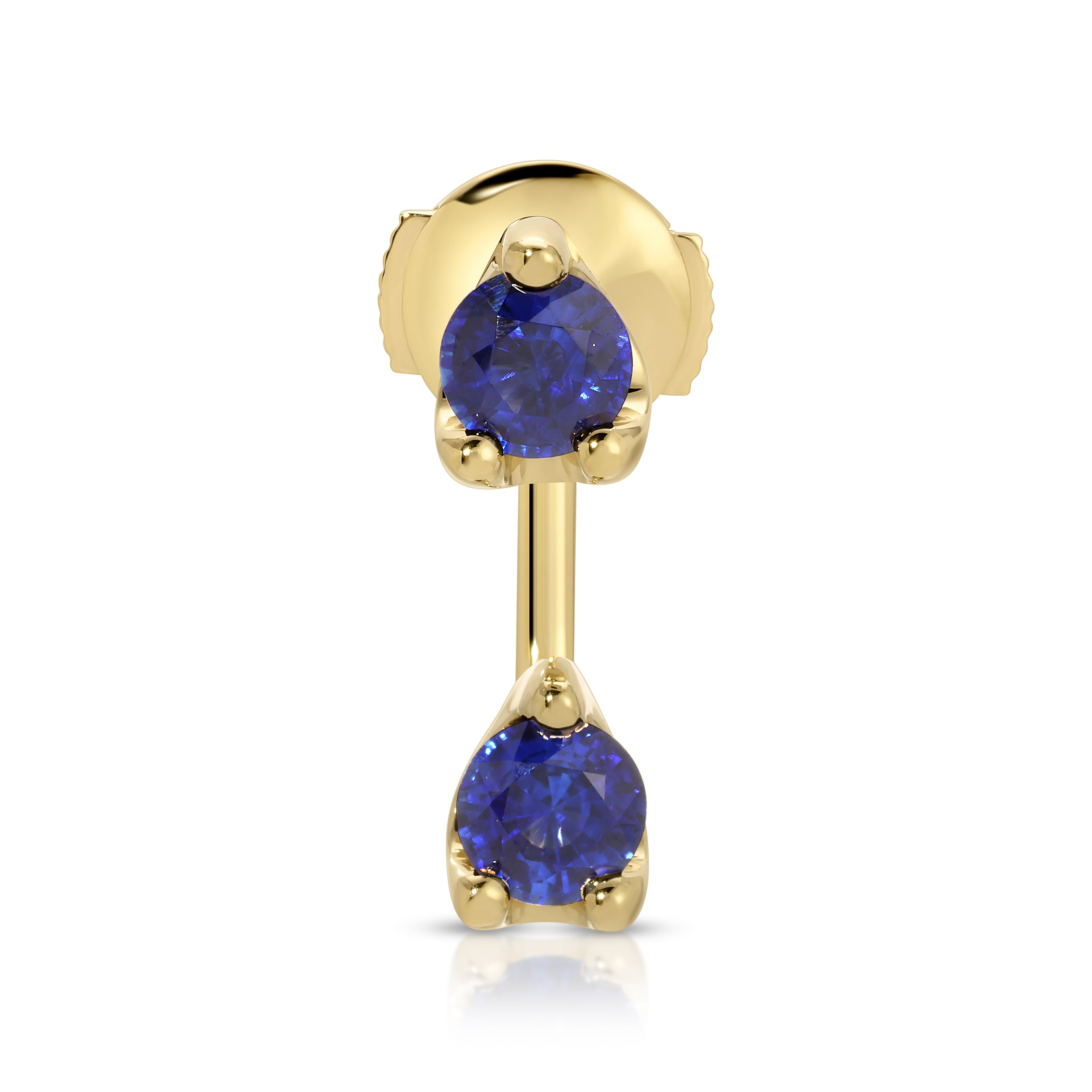 LARGE BLUE SAPPHIRE ROUND ORBIT EARRING