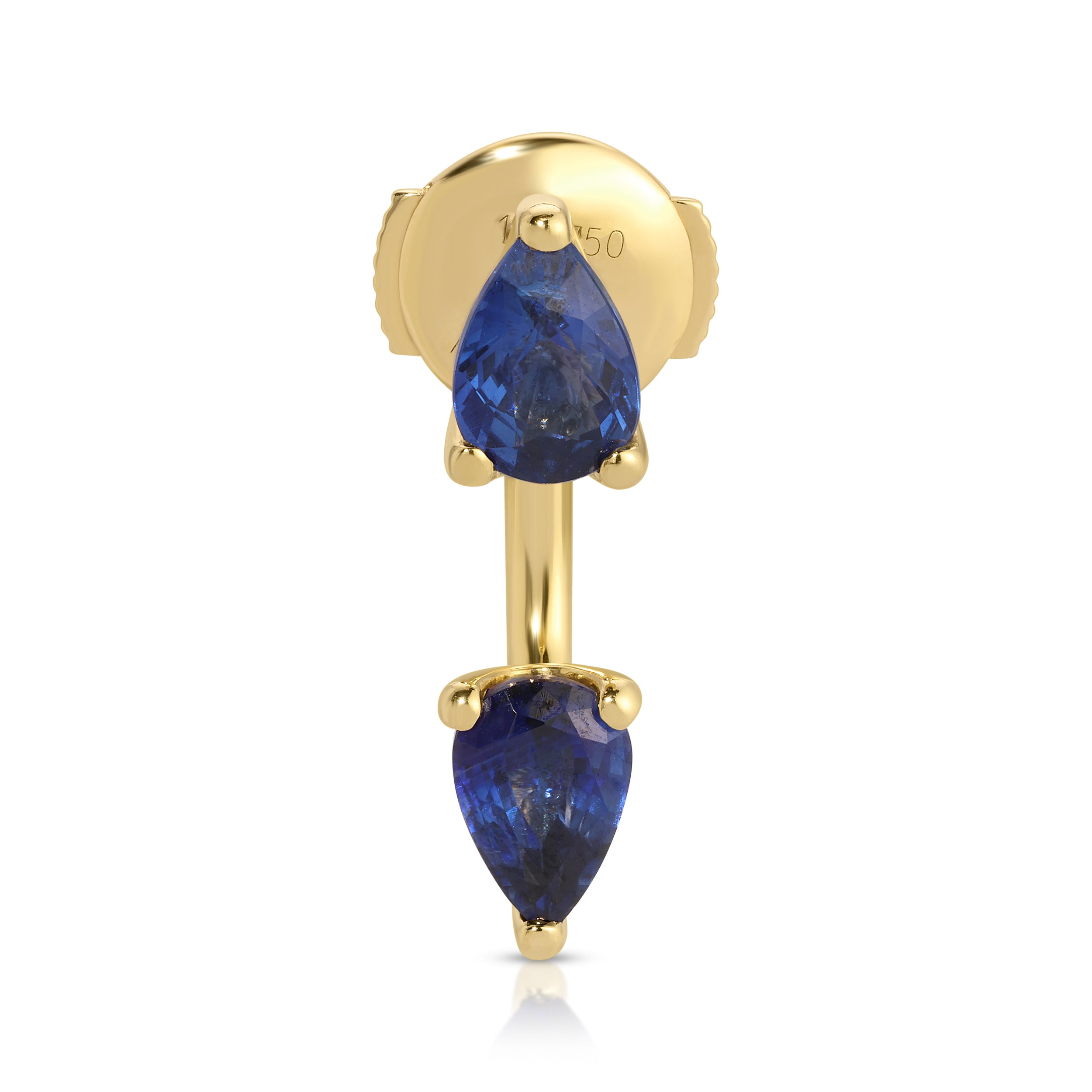 LARGE BLUE SAPPHIRE PEAR ORBIT EARRING