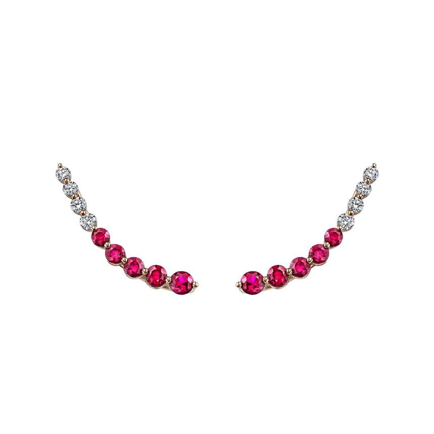FLOATING DIAMOND AND RUBY EARRING