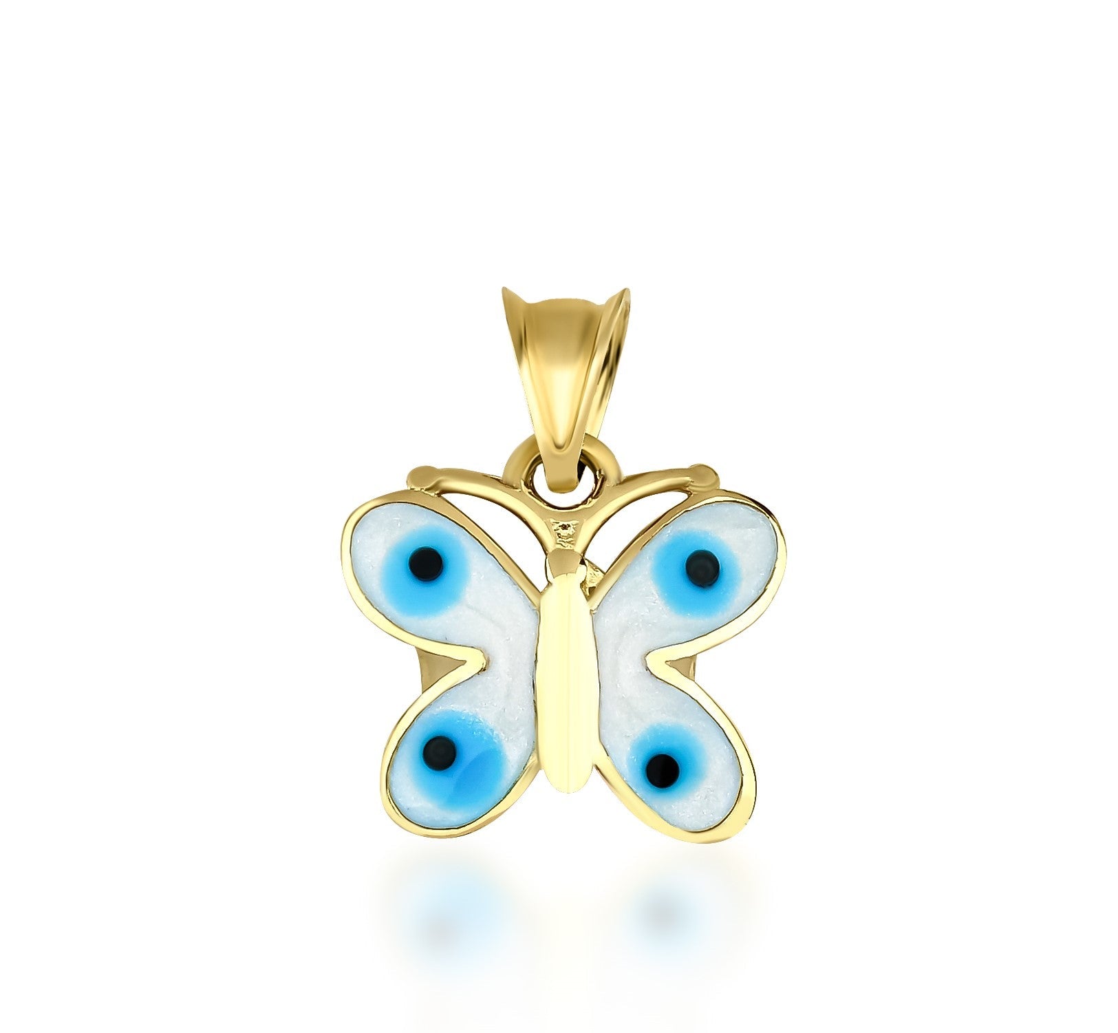 14K Solid Yellow Gold Butterfly Pendant or Necklace