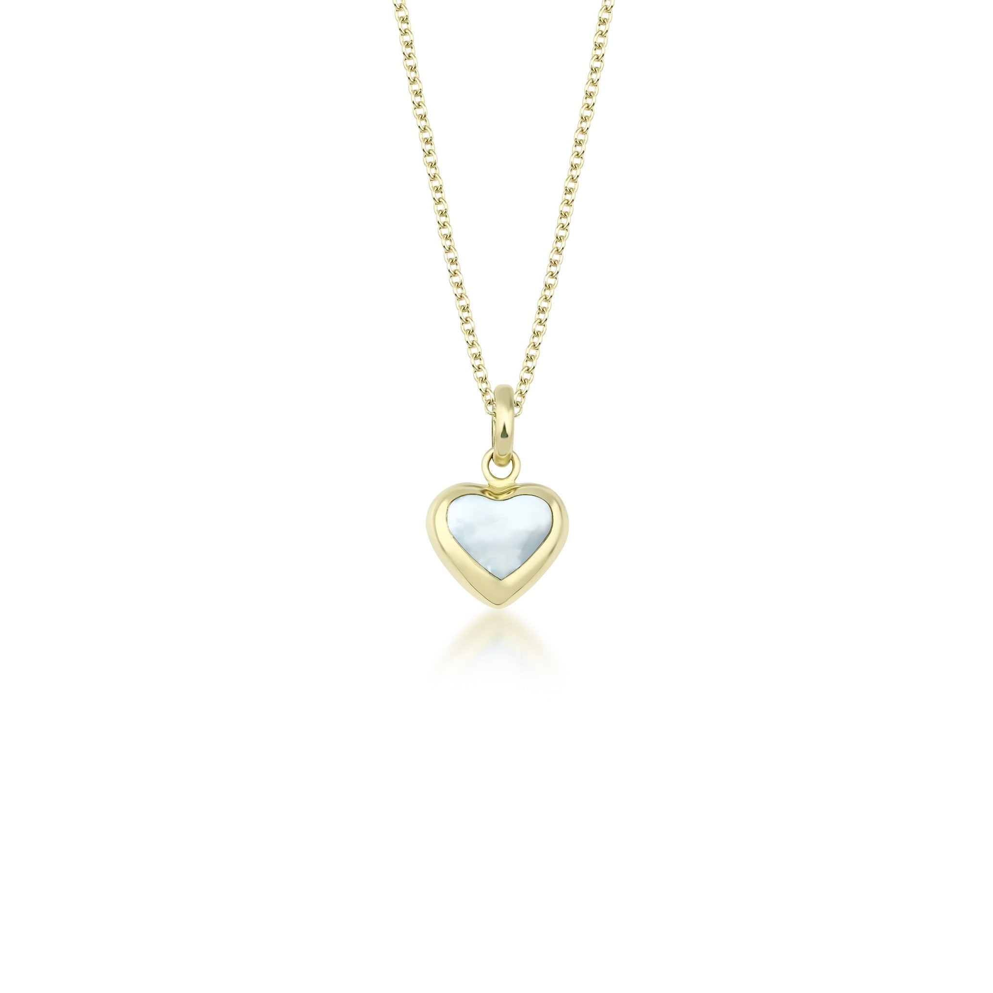 14K Yellow Gold Mother of Pearl Puffed Heart Pendant or Necklace