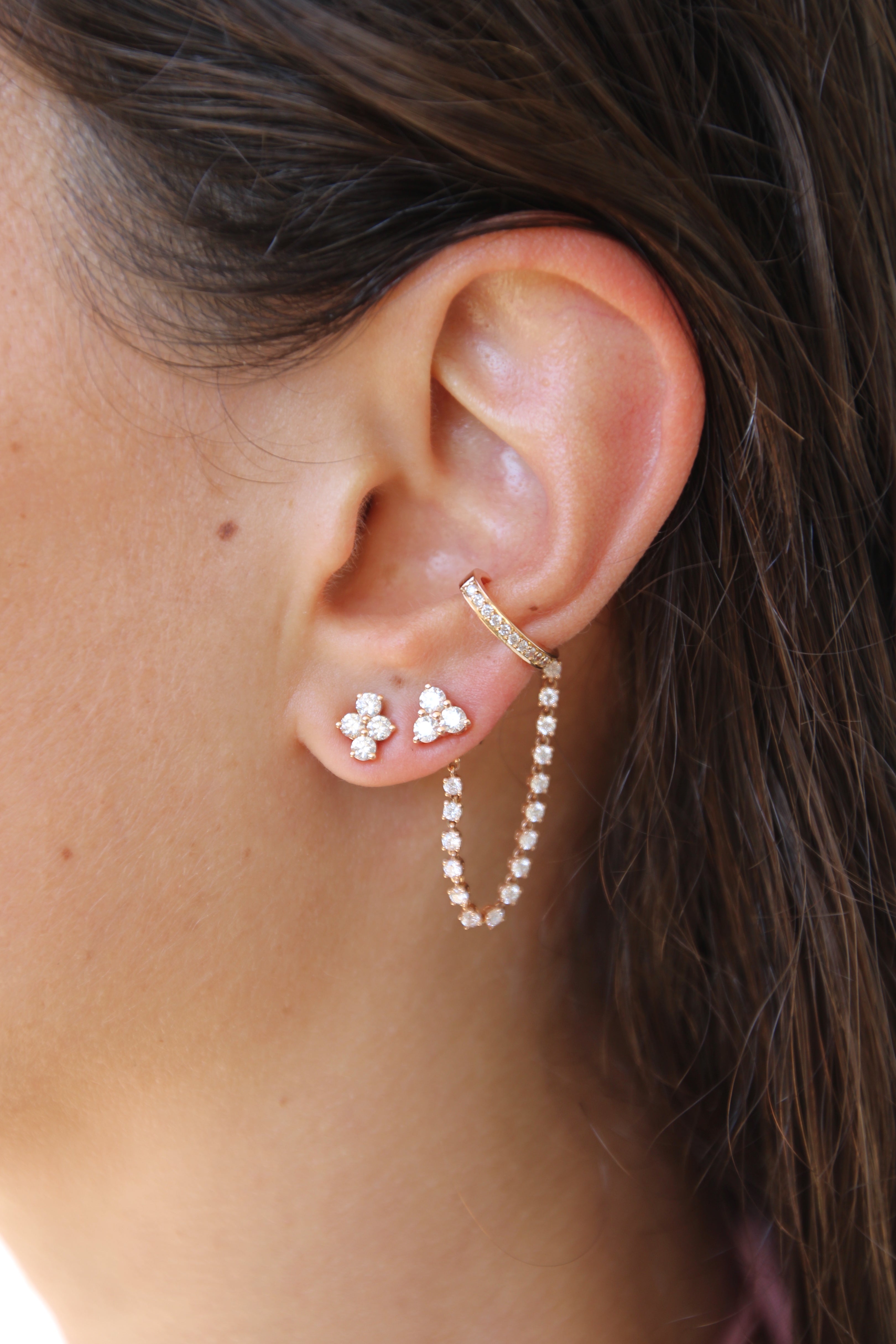 MEDIUM TRILLION DIAMOND STUDS 5 MEDIUM TRILLION DIAMOND STUDS