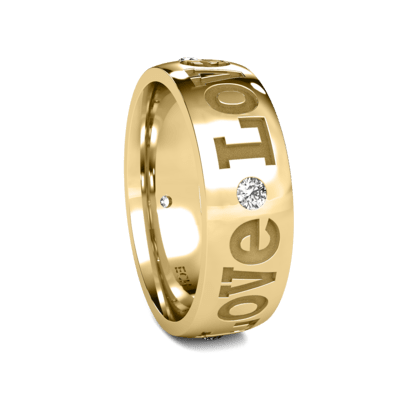 7mm 10K 14K 18K Solid Yellow Gold Diamond Wedding Band
