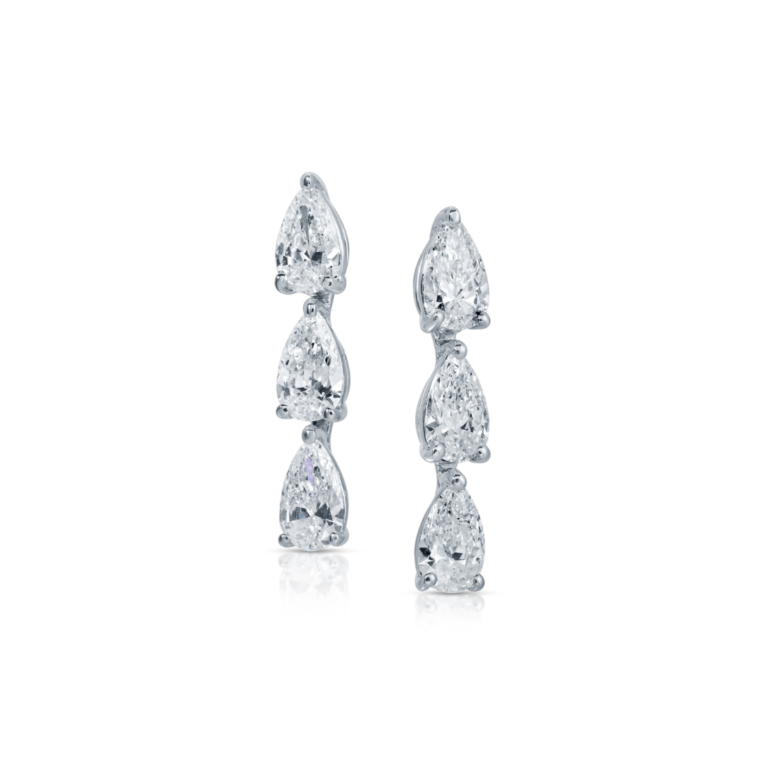 THREE PEAR DIAMOND DOT STUDS