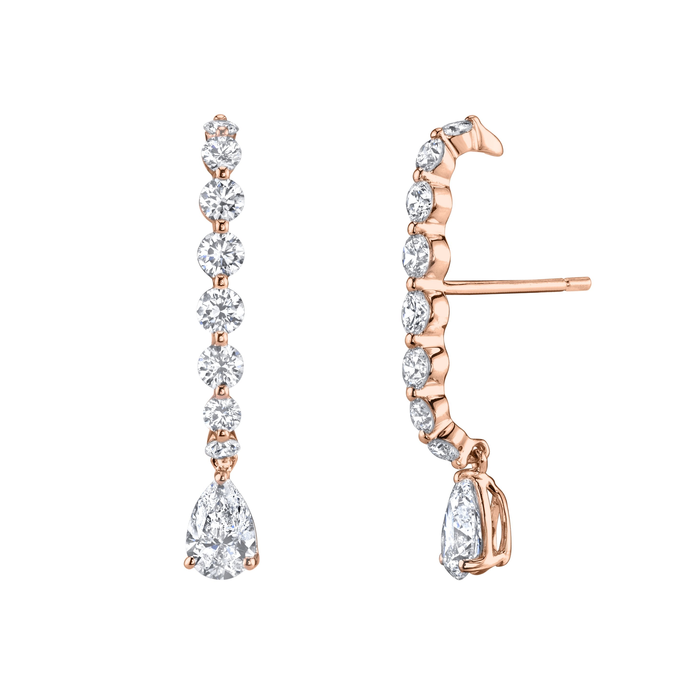 LARGE DIAMOND LOBE CUFF WITH PEAR DIAMOND DROP 4 LARGE DIAMOND LOBE CUFF WITH PEAR DIAMOND DROP