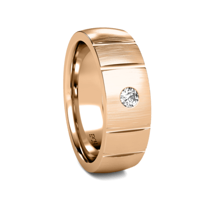 14K Solid Rose Gold Mens Diamond Wedding Bands
