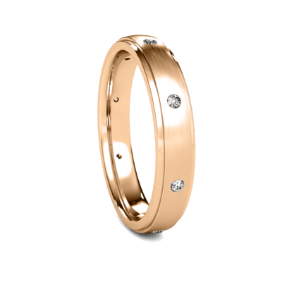 14K Solid Rose Gold Diamond Wedding Band