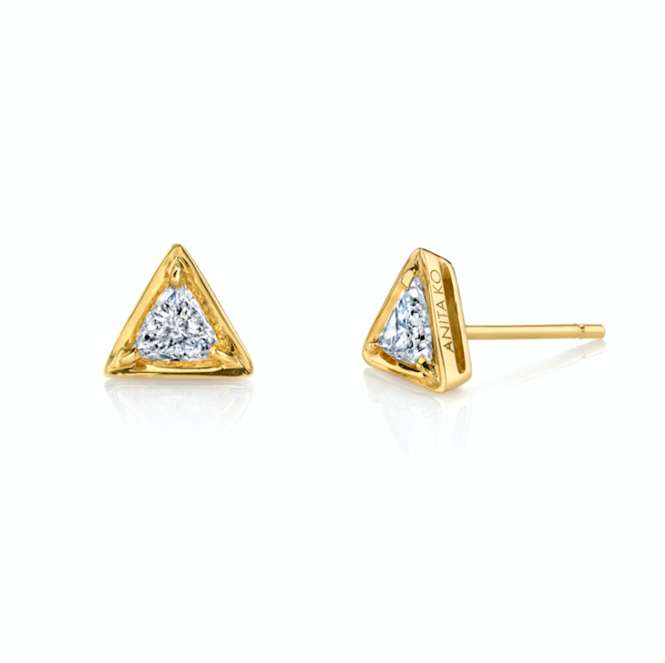 TRIANGLE SHAPED DIAMOND STUD EARRINGS 3 TRIANGLE SHAPED DIAMOND STUD EARRINGS