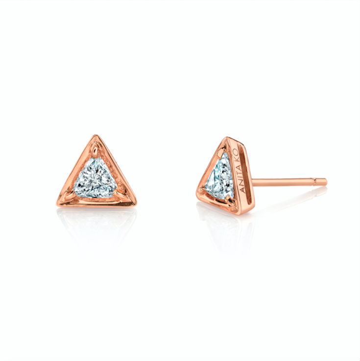 TRIANGLE SHAPED DIAMOND STUD EARRINGS 4 TRIANGLE SHAPED DIAMOND STUD EARRINGS