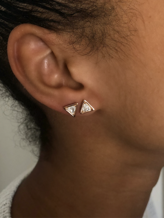 TRIANGLE SHAPED DIAMOND STUD EARRINGS 5 TRIANGLE SHAPED DIAMOND STUD EARRINGS