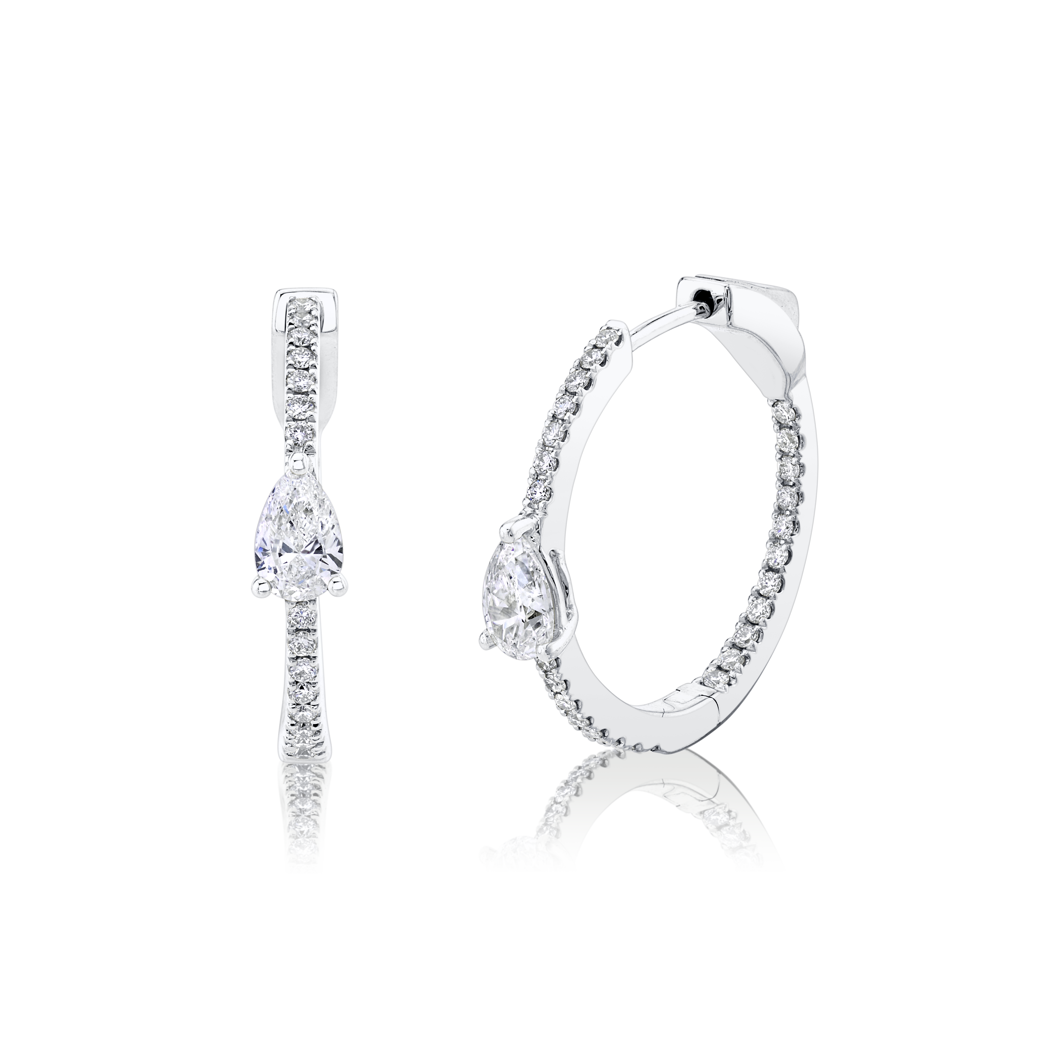 CLASSIC MEDIUM DIAMOND HOOPS WITH PEAR DIAMOND CENTER