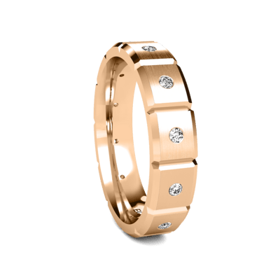 5mm 10K 14K  18K Solid Rose Gold Diamond Wedding Band