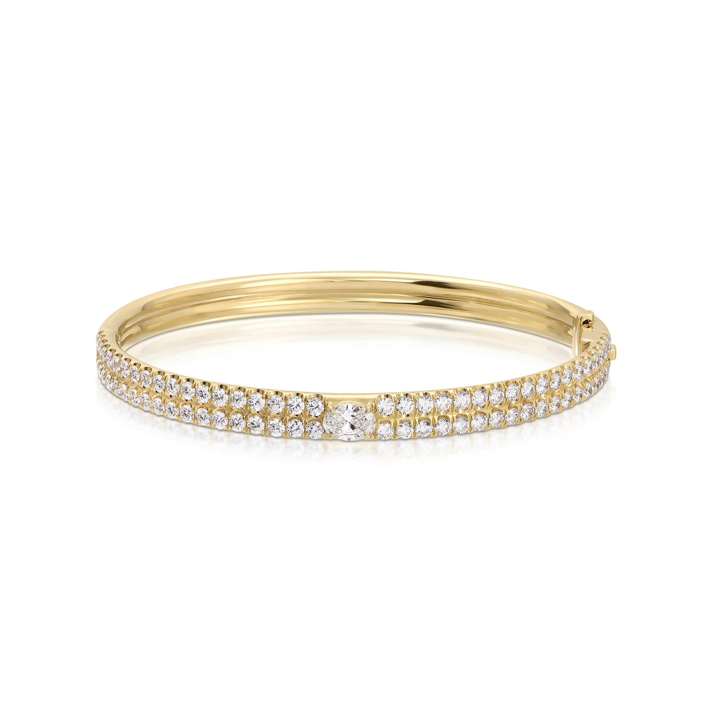 PAVE GIA BANGLE WITH OVAL DIAMOND CENTER