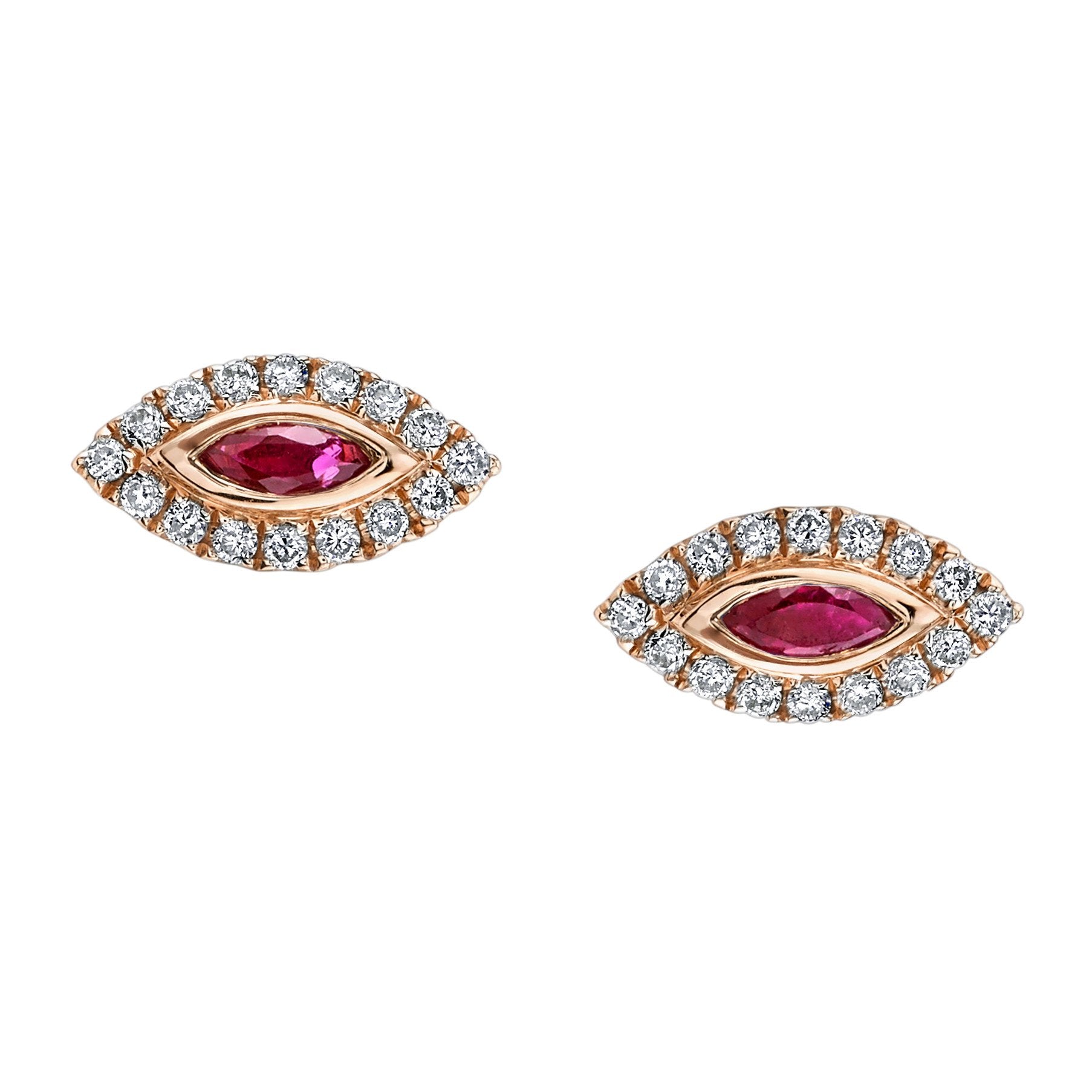 DIAMOND EVIL EYE STUDS WITH RUBY EYES