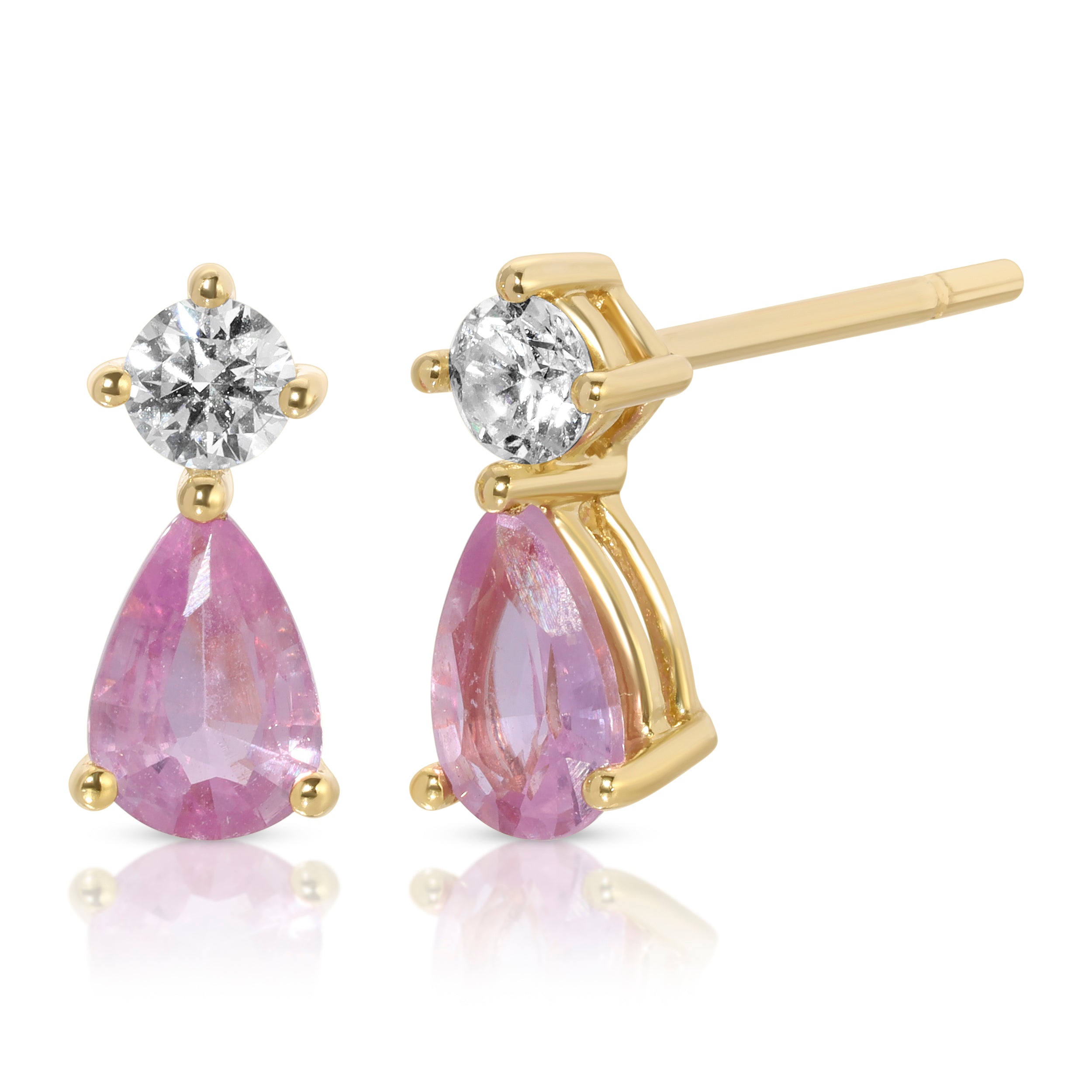 PINK SAPPHIRE VIOLET STUD EARRINGS
