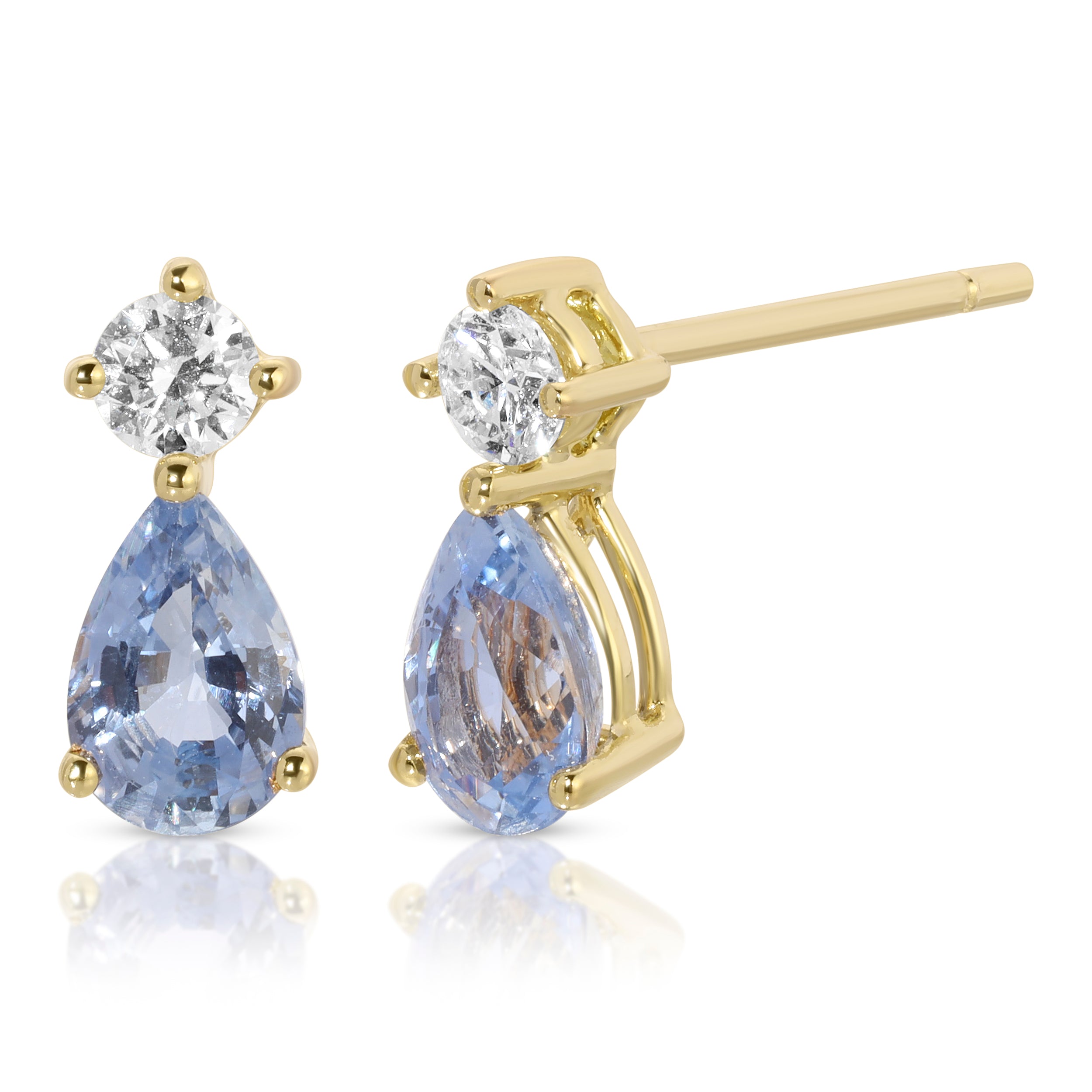 BABY BLUE SAPPHIRE VIOLET STUD EARRINGS