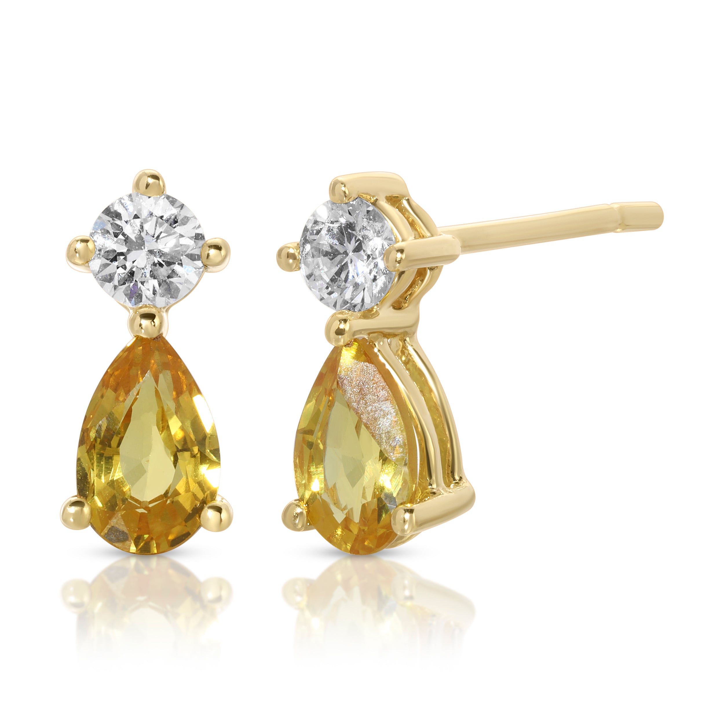 YELLOW SAPPHIRE VIOLET STUD EARRINGS