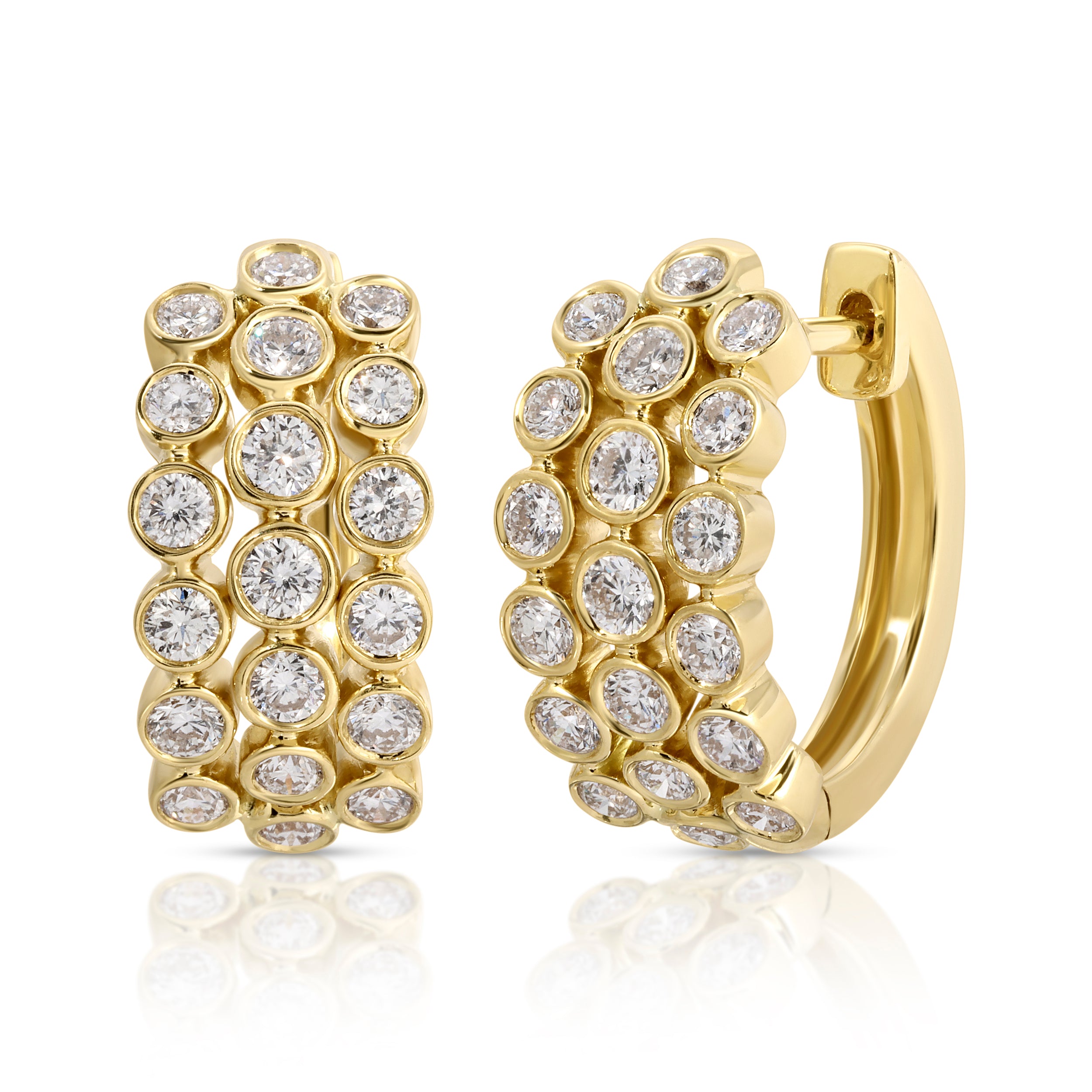 3 ROW BEZELED DIAMOND HUGGIES
