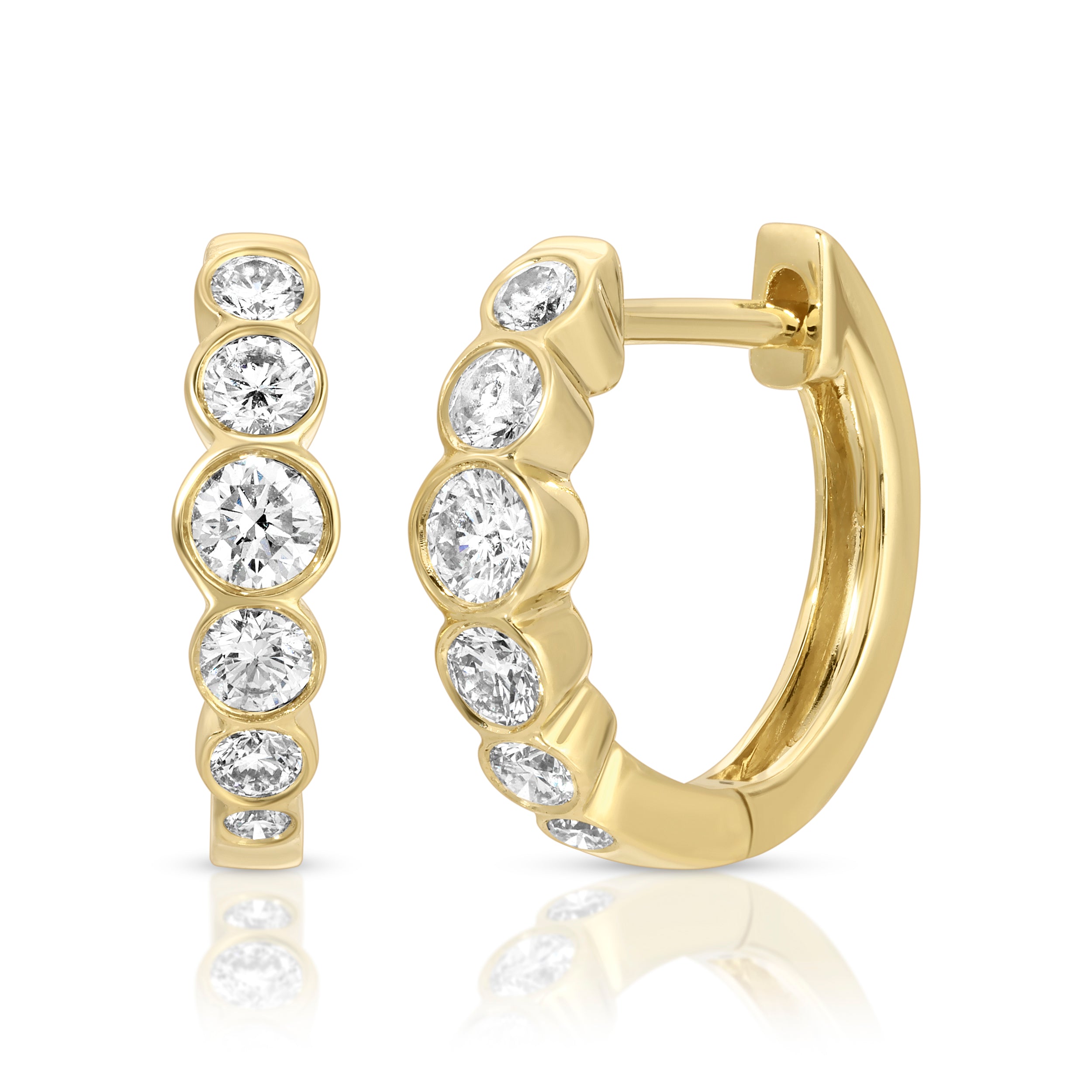 BEVERLY ROUND BEZELED DIAMOND HUGGIES
