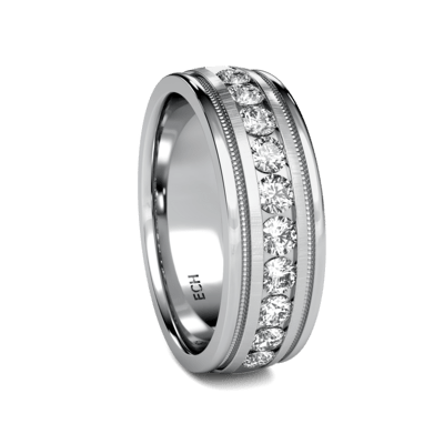 14K White Gold 0.80 Carat Diamond Mens Wedding Bands